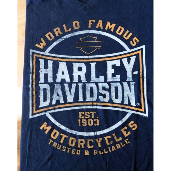 Harley Davidson Tee Shirt XL Black Bedford Texas V-Neck Short Sleeve Cotton - Picture 3 of 8